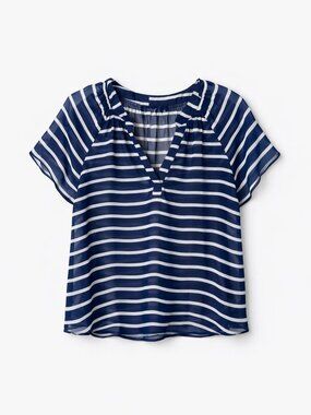 A.N.A Women’s Sheer Navy‑Striped Blouse | Size M
